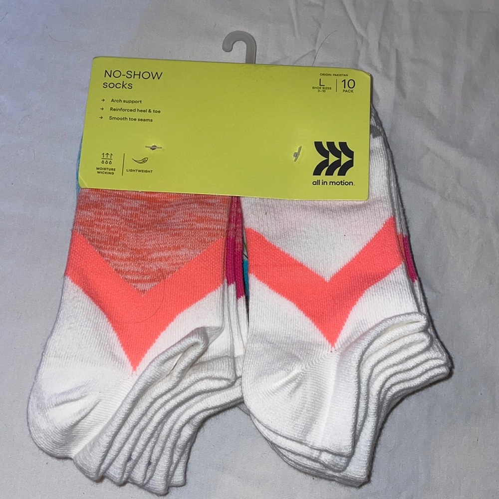 All in Motion 10 pack no show socks New